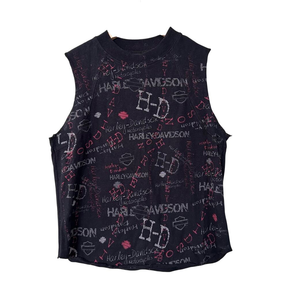 Harley Davidson Graffiti Print Sleeveless Tee Womens M